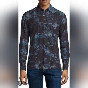 Burberry Men's Alden Multi Camo Button Down Trim Fit Sport Shirt Camo $425 XL